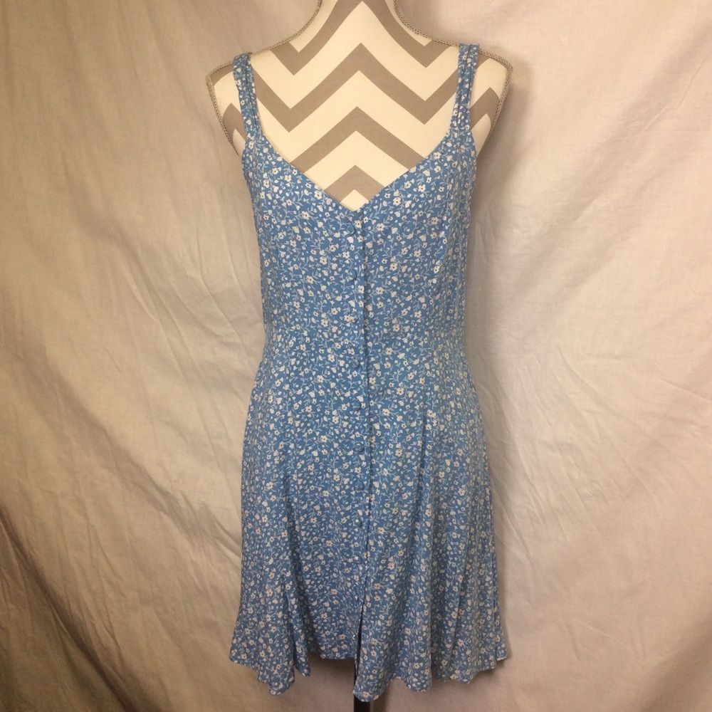 Forever 21 Blue Floral Fit Flare Mini Dress